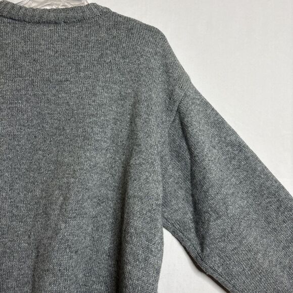 Henry Grethel Men's XL Grey Crewneck Chunky Knit Wool Blend Grandpa Sweater - Picture 10 of 14